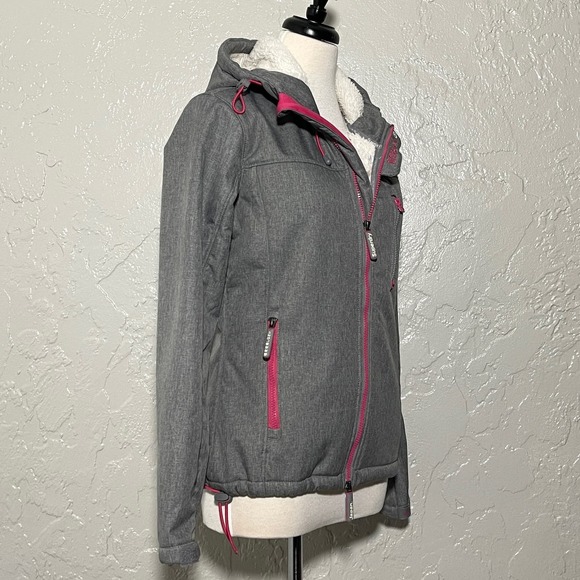Superdry S Hooded Winter Windtreker Gray Pink Jacket - Picture 10 of 13